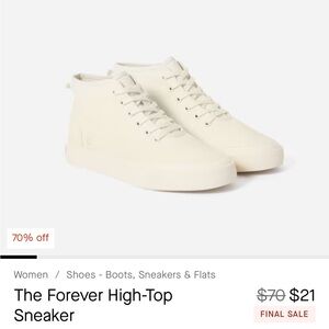 Everlane Forever High Top Sneaker - 8 in Ecru